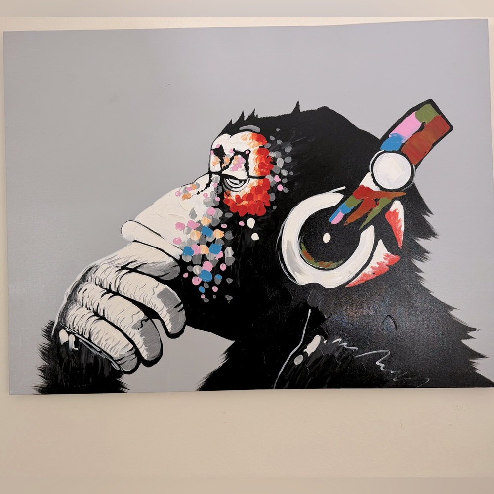 Muzagroo Art Painted by Hand Oil Paintings Music Gorilla Canvas Paintings Large